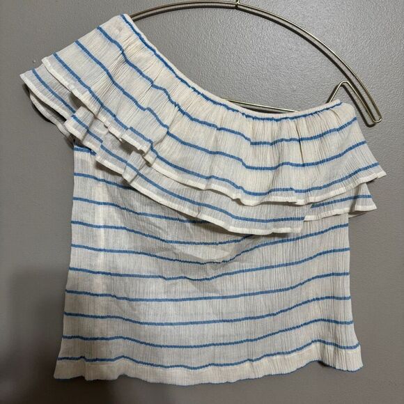 Sézane NWT Adeline striped cotton one shoulder top size 4 - Picture 3 of 7